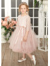 Dusty Pink Lace Tulle Flower Girl Dress